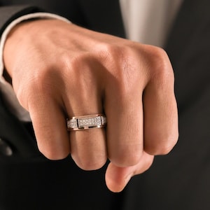 Lab Grown Diamond Wedding Band for Men / 14k Gold Diamond Eternity Ring / Classic Men’s Wedding Ring