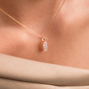Marquise Diamond Pendant, Diamond Necklace, Layering Necklace, Single Diamond Necklace, Solitaire Diamond Necklace, Diamond Pendant Necklace