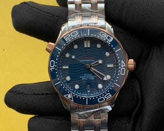vintage watch Seamaster Diver 42mm Blue Dial Swiss Automatic Watch, Stainless Steel Two Tone