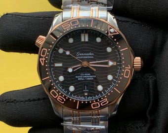vintage watch Seamaster Diver 42mm Black Dial Swiss Automatic Watch, Stainless Steel Two Tone