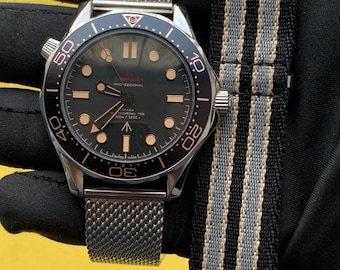 Vintage Seamaster Diver 007-editie blauwzwart Zwitsers automatisch herenpolshorloge