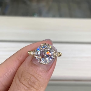 Art Deco Wedding Vintage Inspire Ring 4.00 Ct Old European Moissanite Unique Estate Engagement Ring  Antique Promise  Rings Gift for Women