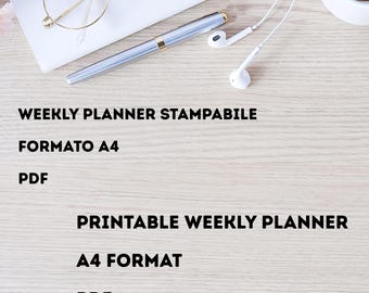 Planner settimanale minimal stampabile - PDF A4 - Organizzazione settimanale Printable Minimal Weekly Planner - PDF A4 - Weekly Organization