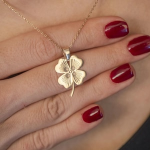 Four Leaf Clover 14K Gold Plated Necklace For Women, Lucky Clover Necklace, Clover Jewelry, Good Luck Necklace, Anniversary Gift For Her