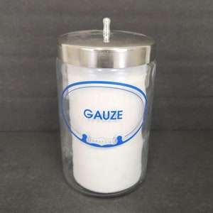 Vintage Doctors Office Lidded  Glass &quot;Gauze&quot; Jar | Bathroom Storage Container