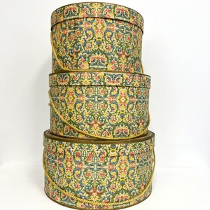 Decorative Hat Box for Storage With Lid, Set of 3 Round Nesting Boxes,  Yellow Modern Room Decor 