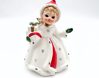 希少なヴィンテージNAPCOクリスマスレディフィギュア – 1950年代の陶器