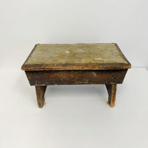Vintage Primitive Stool |  Turn of the Century Hand Made Wood Step Stool or Bench