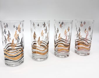 Vintage Fred Press Angel Fish-drinkglas | Gesigneerde Atomic MCM-bril | Kleurkeuze