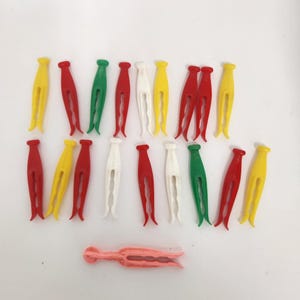 Vintage Clothes Pins |  1950's - 60's set of 19 Small Plastic Clothespins | Lingerie Clothespins