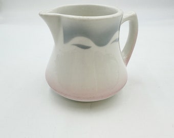 Vintage Restaurant Ware Pitcher | 1950s  Jackson China 4 inch Pitcher | Pink and Gray on White