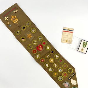 Pinos de emblemas vintage dos anos 40 a 50, emblemas de escoteiro de águia e cartão de mestre escoteiro
