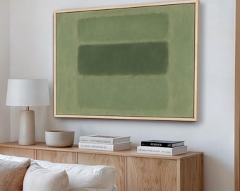 Abstract Wall Art: Sage Green Minimalist Canvas Framed
