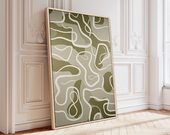 Minimalist Olive Green Canvas Print Abstract Modern Wall Art