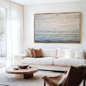 Ocean Waves Framed Canvas | Abstract Modern Coastal Wall Art | Large Horizontal Living Room Artwork | Bedroom Home Decor | #084