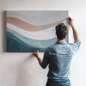 Abstract Coastal Print | Large Horizontal Framed Wall Art | Modern Boho Contemporary Artwork | Aesthetic Apartment Home Decor | #074