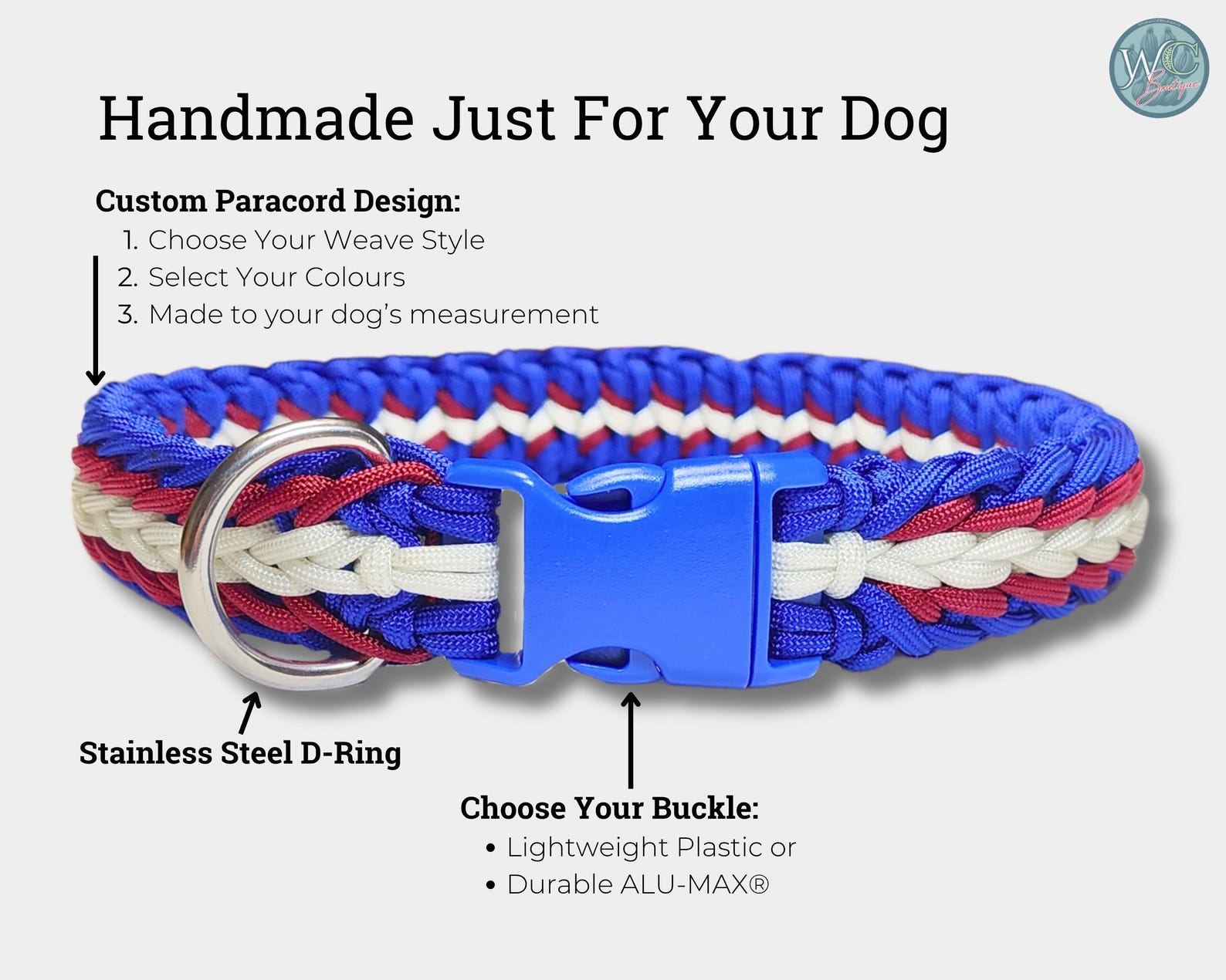 Custom Paracord Dog Collar + QR ID Tag Handmade With Quickrelease