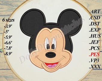 Mickey APPLIQUE, Mickey Head Embroidery Design, 6 sizes, Instant Download