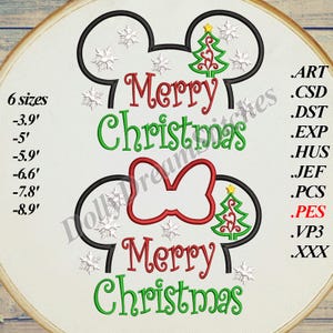 Mr and Mrs Mouse Christmas Set Embroidery Design, Merry Christmas Embroidery Design, 6 sizes, Instant Download