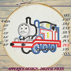 Tank Engine APPLIQUE, Train Embroidery Design, 6 sizes, Instant Download