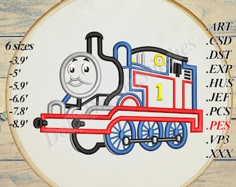 Tank Engine APPLIQUE, Train Embroidery Design, 6 sizes, Instant Download