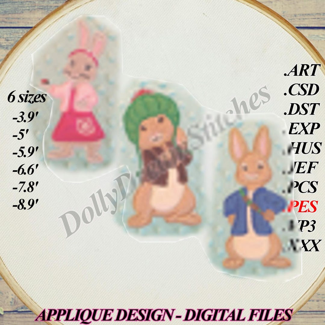 Peter Rabbit Applique Pattern Peter Rabbit APPLIQUE Set, 6 Sizes, Instant Download - Etsy