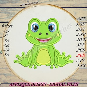 Süßer Frosch APPLIKAT, 6 größen, Instant Download