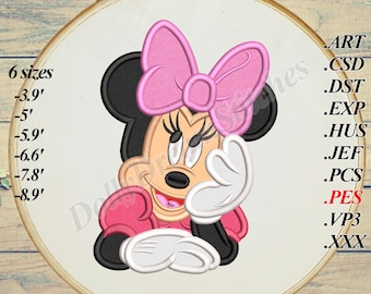 Minnie APPLIQUE, Minnie Bust Embroidery Design, 6 sizes, Instant Download