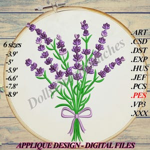 Lavendel Blumenstrauß Stickerei, Blumen Stickdatei, Stickmuster, in 6 Größen, Instant Download