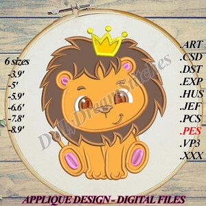 Lion Cub APPLIQUE, Cute Lion Embroidery Design, 6 sizes, Instant Download