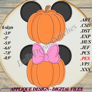 Mr. and Mrs. Mouse Pumpkin APPLIQUE SET, Mickey and Minnie Halloween Embroidery Design SET, 6 sizes, Instant Download