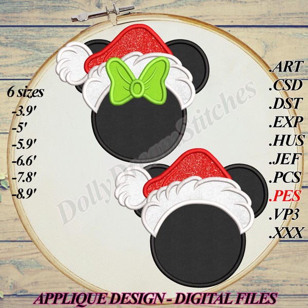 Minnie and Mickey Set APPLIQUE Design, 6 sizes, Instant Download
