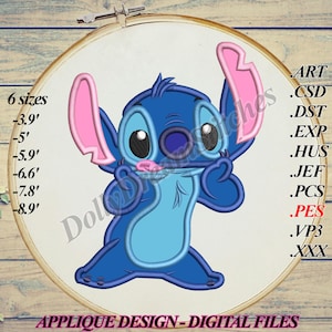 Stitch APPLIQUE, 6 sizes, Instant Download