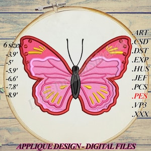 Vlinderstof, schattig vlinderborduurontwerp, 6 maten, direct downloaden