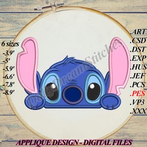 Stitch Peeker APPLIQUE, 6 sizes, Instant Download