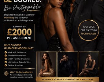 Glamour Modelling Workbook & Planner – Portfolio, Posing, Gigs guide. Download and Apply. (Digital Download)