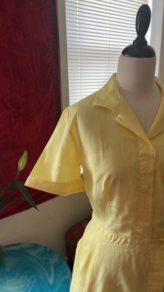 1950s Yellow Classic Shirt Dress