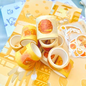 Otter Adorable Pastries Washi Tape  Otter Owner of a Hong Kong Pastry Shop  Cute Yellow-Brown Themed stationery