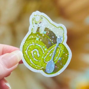 Cute matcha cat lovers floral cafe pack of sticker stars sparkling decal