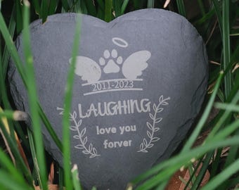 Engraved Slate Pet Memorial Stone: Personalized Dog Cat Grave Marker