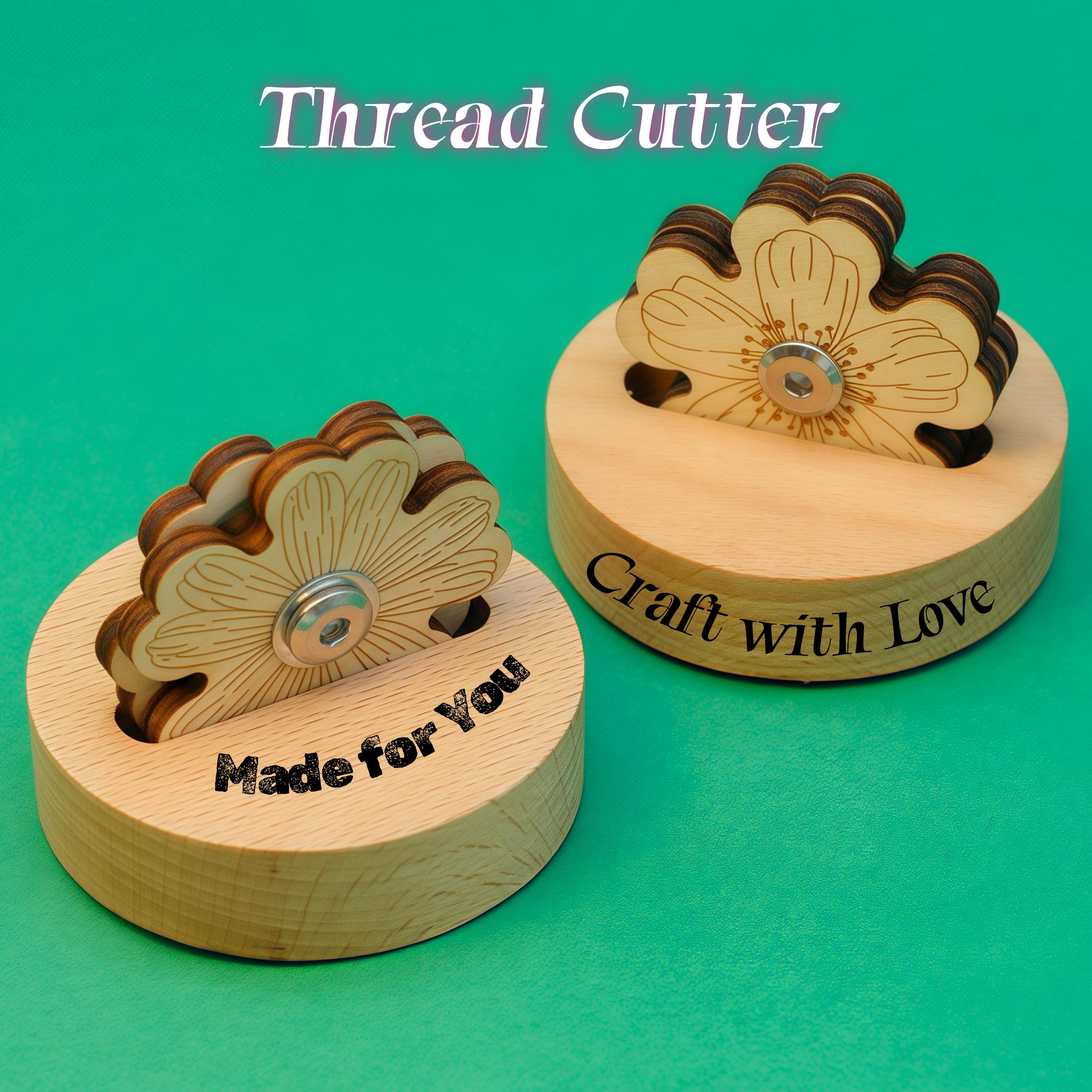 Handmade Wooden Thread Cutter, Flower Shape Sewing Tool, Personalized ...
