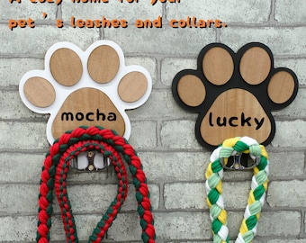Personalized Paw Print Leash Holder: Custom Dog Collar Organizer