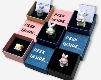Bunny Figurine Gift Box, Pocket Hug, Keepsake Poem Card