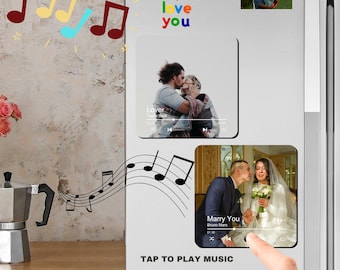 Personalized Photo Music Fridge Magnet, Custom Song Gift