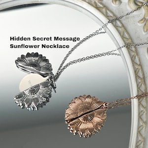 Personalized Engraved Hidden Secret Message Sunflower Necklace,Sunflower Necklace,Custom Necklace for Her,Birthday Gift for Her,Anniversary