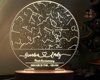 Custom Star Map Night Light, Personalized Constellation Gift