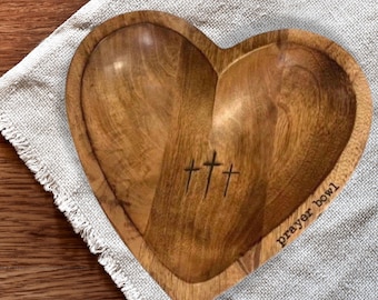 Wooden Prayer Bowl,Cross religious gifts,Cross Dough Bowl,Farmhouse Rustic Catchall,for Christian, Catholic,Confirmation Gift,Easter Gifts
