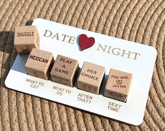 Personalized Date Night Dice Set – Engraved Wooden Gift for Couples