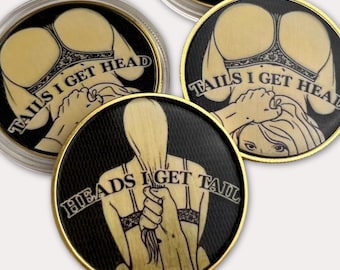 Moneta maliziosa per soli adulti – "Se esce croce, ricevo sesso orale" / Divertente moneta per le decisioni di coppia / Regalo di San Valentino / Idea per una serata romantica / Regalo piccante / 18+