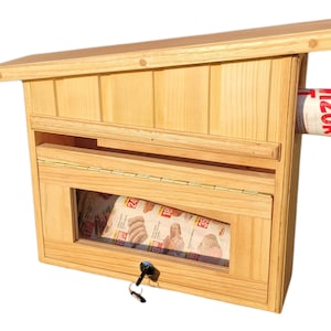 Handmade Solid Oak Wooden Mailbox: Lockable Rustic Wall-Mounted Post Box